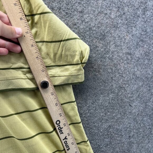 Hugo Boss Polo Shirt Mens XL Yellow Stripes Preppy Mesh Golf Baumwolle Casual - Picture 6 of 11